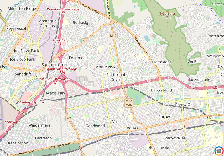 Map location of Plattekloof Glen